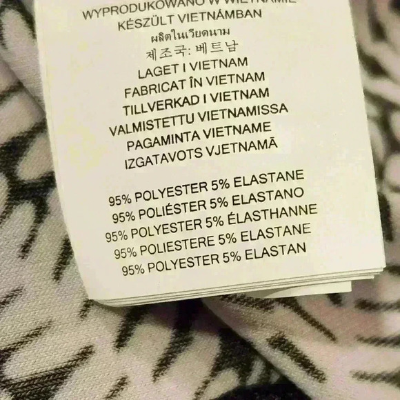 Michael Kors Fit & Flare Faux Wrap Black White Fern Pattern Cap Sleeve Dress - Picture 7 of 10